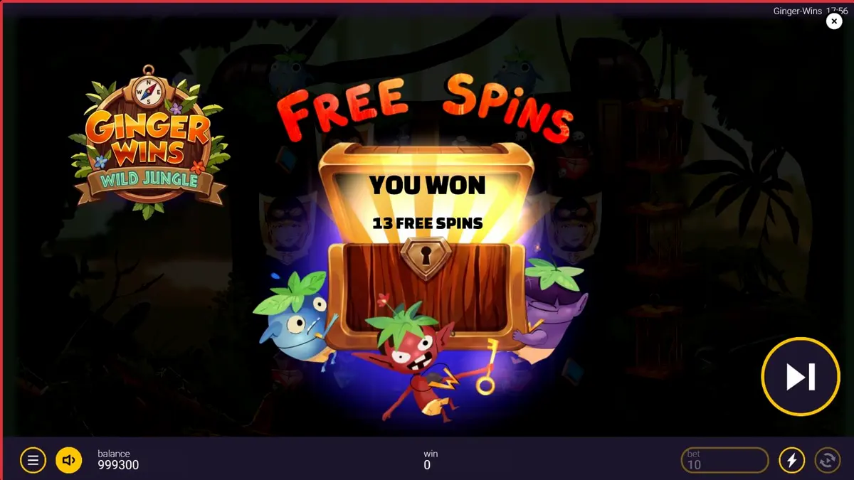 Tampilan visual slot Ginger Wins Wild Jungle dengan latar belakang hutan tropis dan simbol-simbol suku pedalaman.
