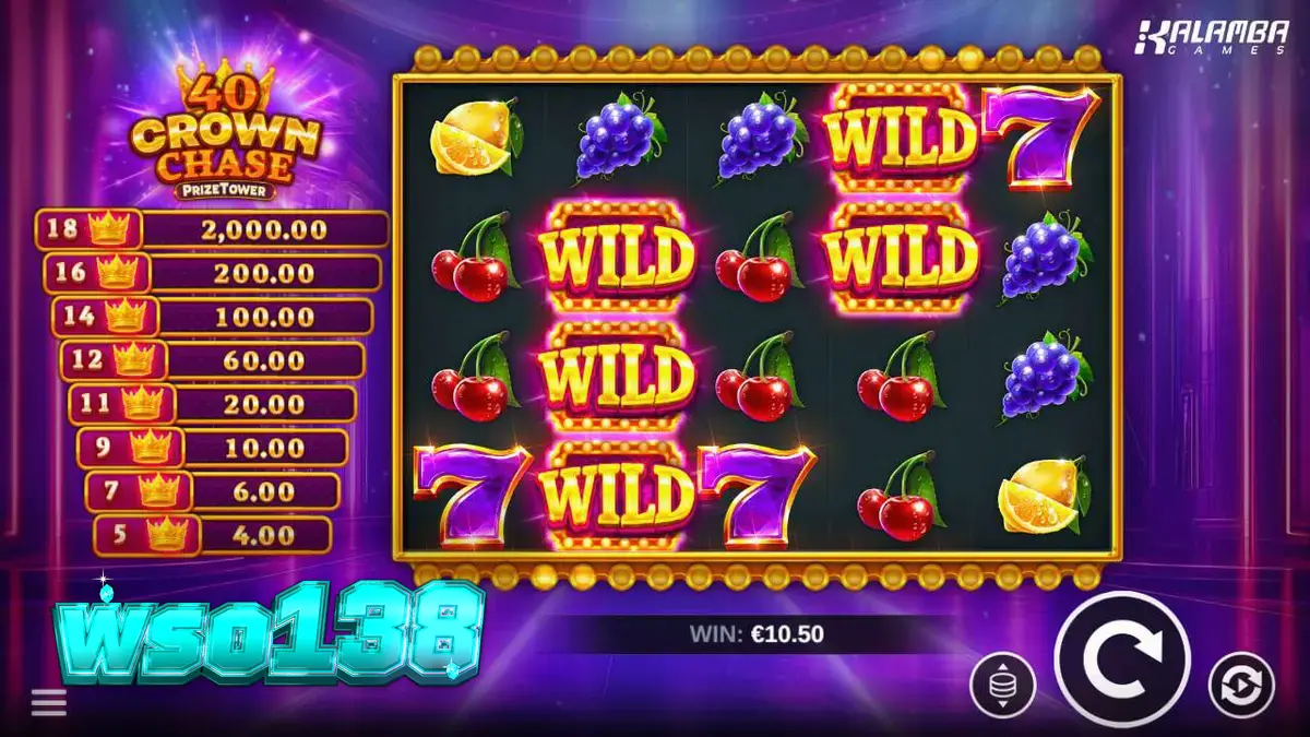 Tampilan visual slot 40 Crown Chase PrizeTower dengan nuansa neon